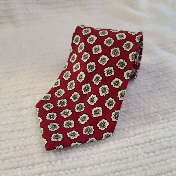 Polo By Ralph Lauren Vintage Men's Silk‎ Floral Necktie Red & White - Picture 2 of 7